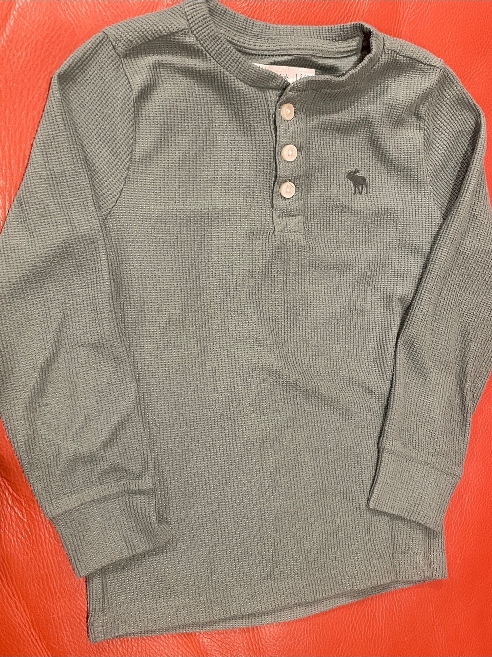 Abercrombie & Fitch Olive Waffle Henley Long Sleeve Shirt